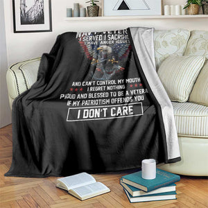 I Am Navy Veteran Throw Blanket I Served I Sacrificed I have Anger Issues Bald Eagle USA Flag TS11 Print Your Wear