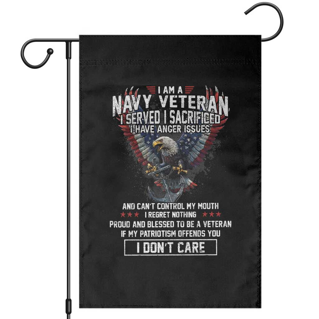 I Am Navy Veteran Garden Flag I Served I Sacrificed I have Anger Issues Bald Eagle USA Flag TS11 Black Print Your Wear