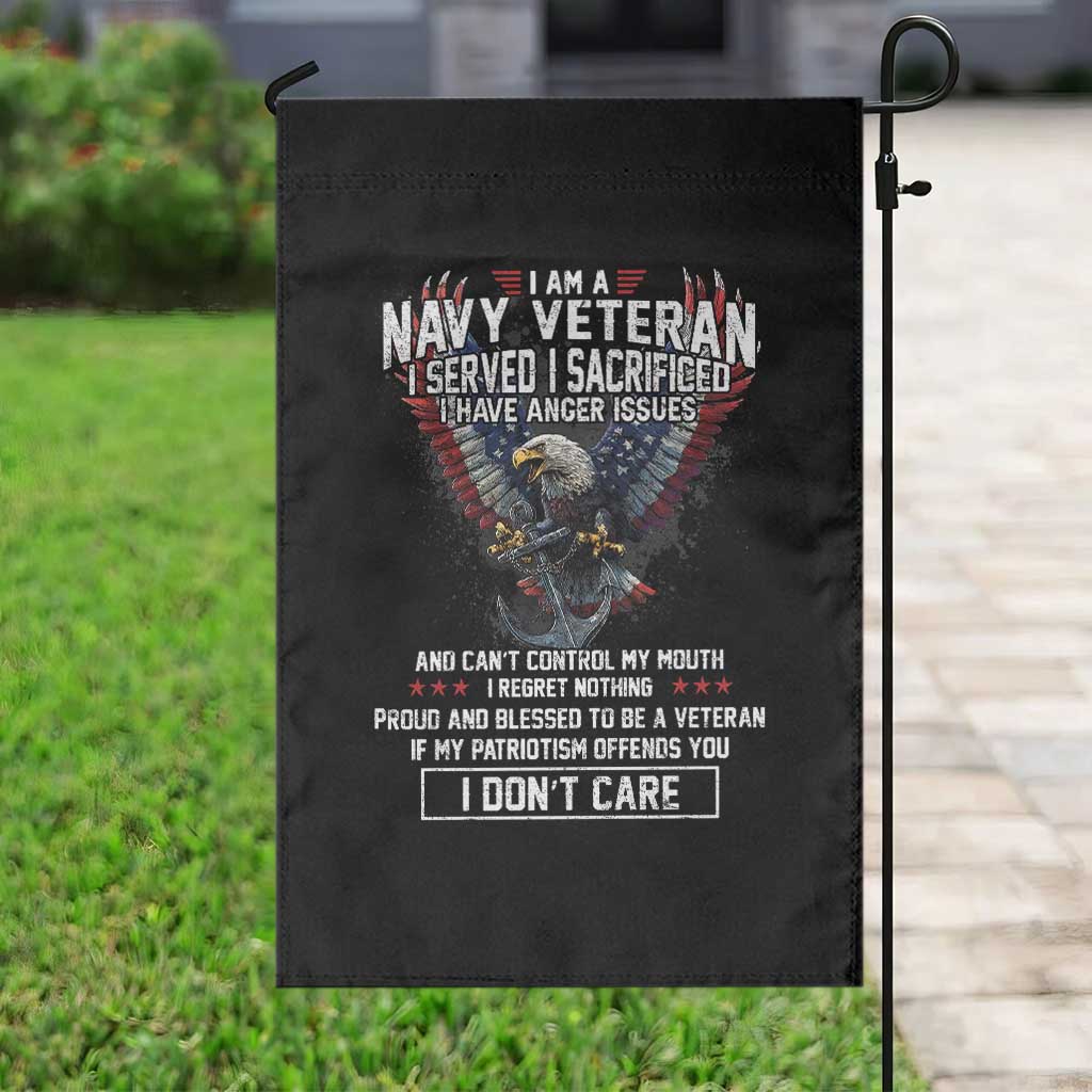 I Am Navy Veteran Garden Flag I Served I Sacrificed I have Anger Issues Bald Eagle USA Flag TS11 Print Your Wear