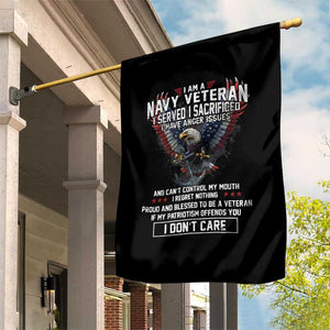 I Am Navy Veteran Garden Flag I Served I Sacrificed I have Anger Issues Bald Eagle USA Flag TS11 Print Your Wear