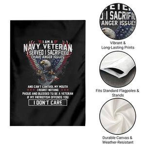 I Am Navy Veteran Garden Flag I Served I Sacrificed I have Anger Issues Bald Eagle USA Flag TS11 Print Your Wear