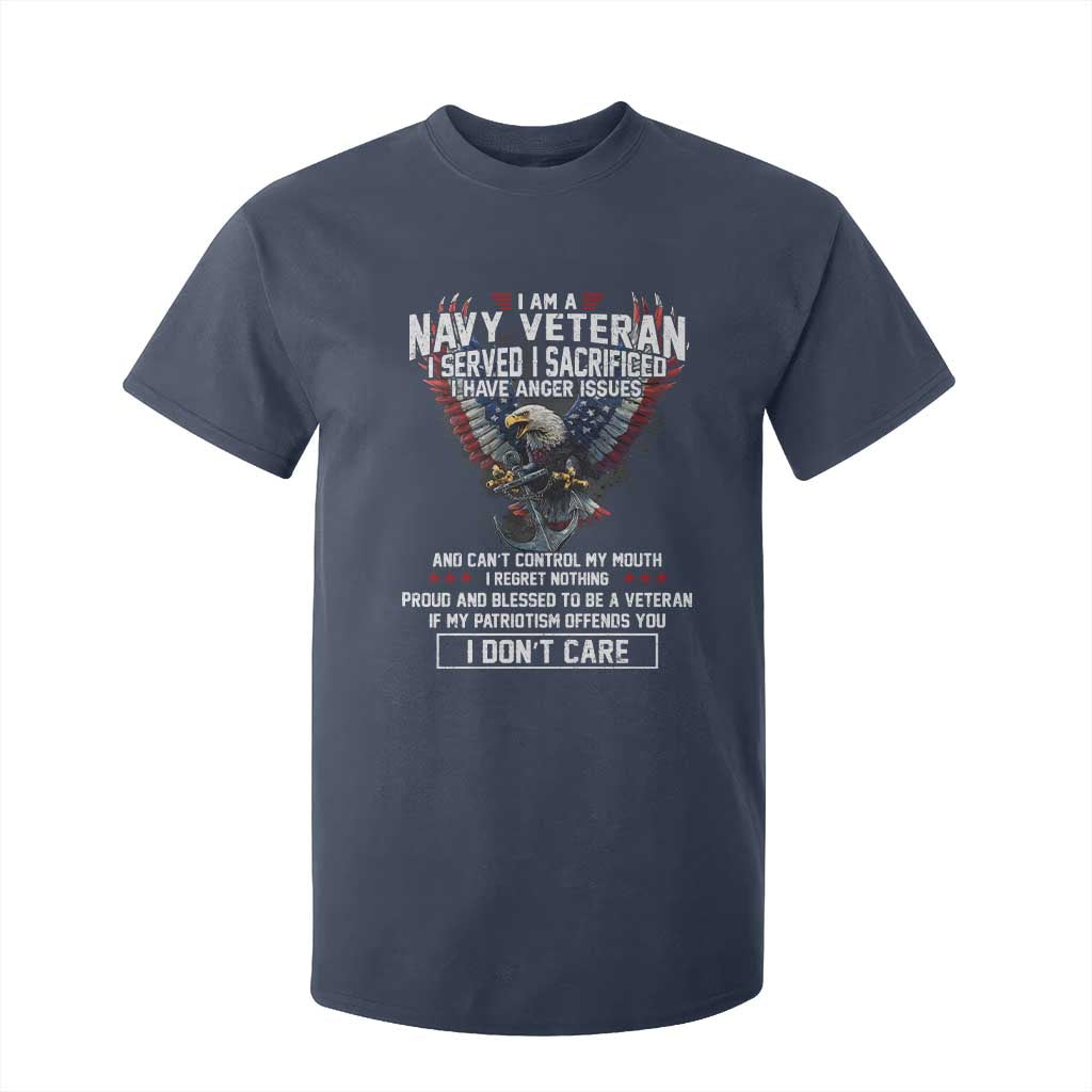 I Am Navy Veteran T Shirt For Kid I Served I Sacrificed I have Anger Issues Bald Eagle USA Flag TS11 Navy Print Your Wear