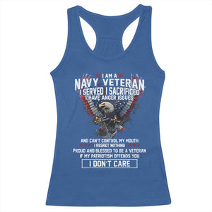 I Am Navy Veteran Racerback Tank Top I Served I Sacrificed I have Anger Issues Bald Eagle USA Flag TS11 Royal Blue Print Your Wear