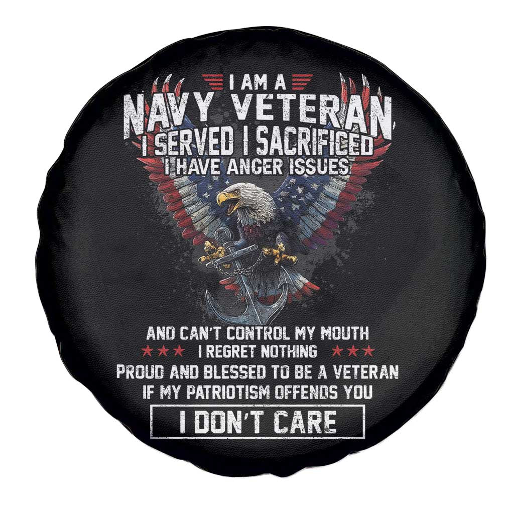 I Am Navy Veteran Spare Tire Cover I Served I Sacrificed I have Anger Issues Bald Eagle USA Flag TS11 Print Your Wear