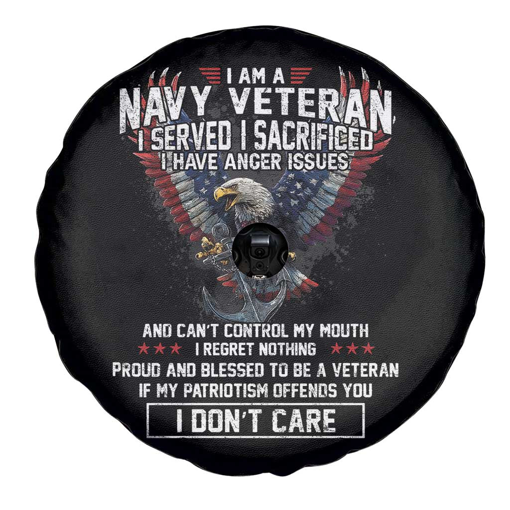 I Am Navy Veteran Spare Tire Cover I Served I Sacrificed I have Anger Issues Bald Eagle USA Flag TS11 Print Your Wear