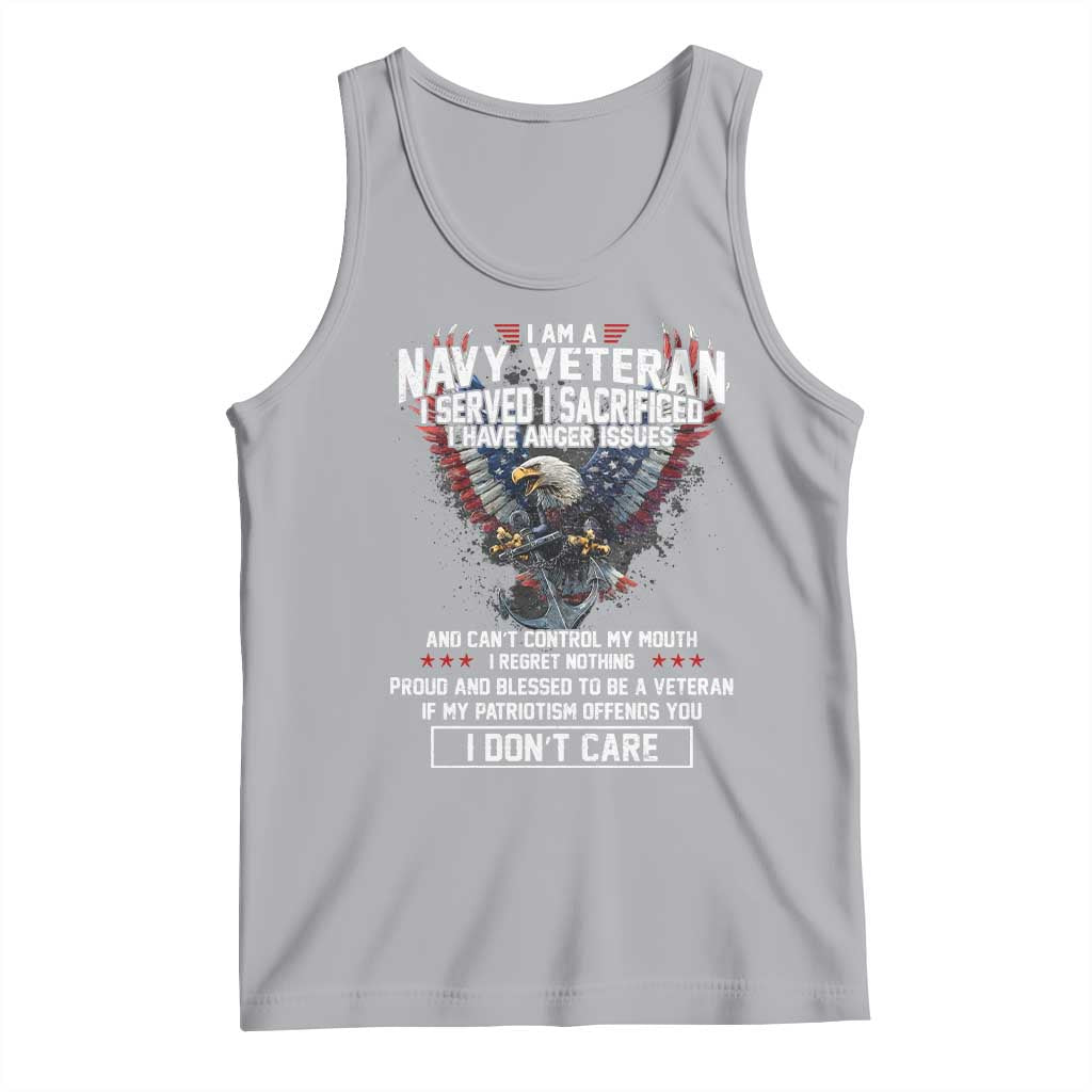 I Am Navy Veteran Tank Top I Served I Sacrificed I have Anger Issues Bald Eagle USA Flag TS11 Athletic Heather Print Your Wear