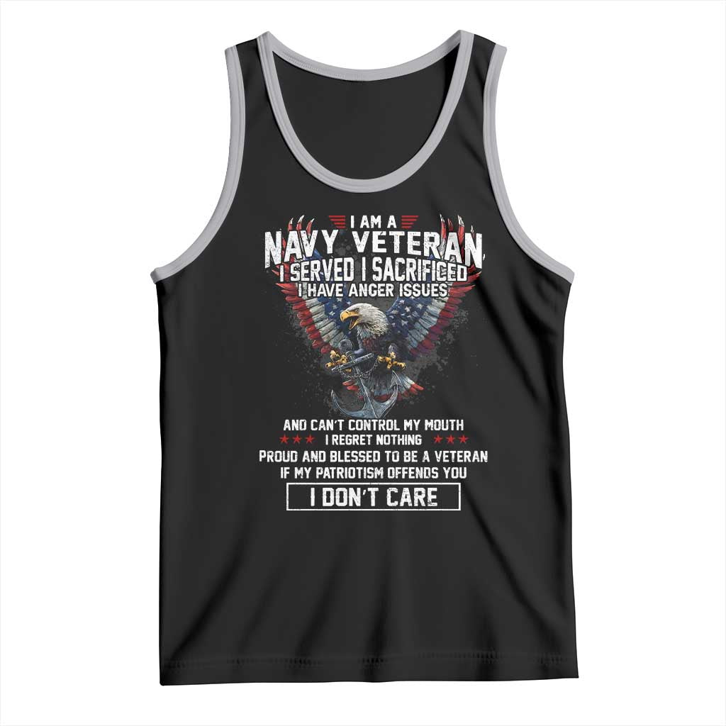I Am Navy Veteran Tank Top I Served I Sacrificed I have Anger Issues Bald Eagle USA Flag TS11 Black Athletic Heather Print Your Wear