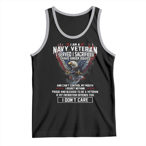 I Am Navy Veteran Tank Top I Served I Sacrificed I have Anger Issues Bald Eagle USA Flag TS11 Black Athletic Heather Print Your Wear