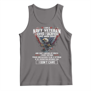 I Am Navy Veteran Tank Top I Served I Sacrificed I have Anger Issues Bald Eagle USA Flag TS11 Deep Heather Print Your Wear