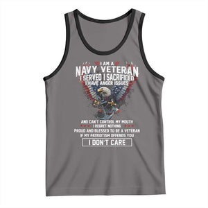 I Am Navy Veteran Tank Top I Served I Sacrificed I have Anger Issues Bald Eagle USA Flag TS11 Deep Heather Black Print Your Wear