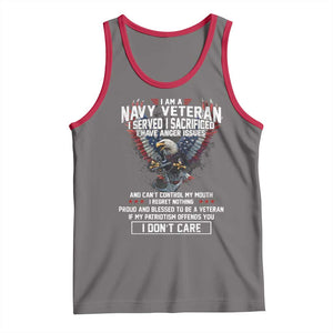 I Am Navy Veteran Tank Top I Served I Sacrificed I have Anger Issues Bald Eagle USA Flag TS11 Deep Heather Red Print Your Wear