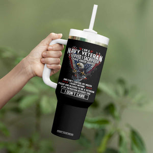 I Am Navy Veteran Tumbler With Handle I Served I Sacrificed I have Anger Issues Bald Eagle USA Flag TS11 Print Your Wear