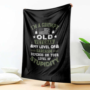 I Am A Grumpy Old Veteran My Level Of Sarcasm Depends On Your Level Of Stupidity Throw Blanket TS11 Print Your Wear