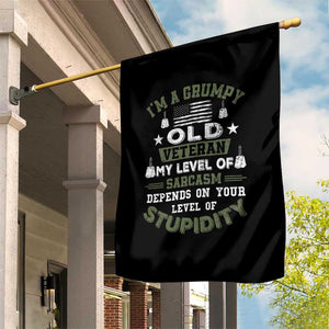 I Am A Grumpy Old Veteran My Level Of Sarcasm Depends On Your Level Of Stupidity Garden Flag TS11 Print Your Wear
