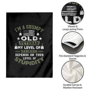I Am A Grumpy Old Veteran My Level Of Sarcasm Depends On Your Level Of Stupidity Garden Flag TS11 Print Your Wear