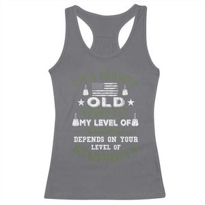 I Am A Grumpy Old Veteran My Level Of Sarcasm Depends On Your Level Of Stupidity Racerback Tank Top TS11 Charcoal Print Your Wear