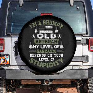 I Am A Grumpy Old Veteran My Level Of Sarcasm Depends On Your Level Of Stupidity Spare Tire Cover TS11 No hole Black Print Your Wear