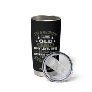 I Am A Grumpy Old Veteran My Level Of Sarcasm Depends On Your Level Of Stupidity Tumbler Cup TS11 Print Your Wear