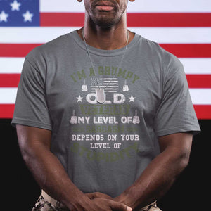 I Am A Grumpy Old Veteran My Level Of Sarcasm Depends On Your Level Of Stupidity T Shirt TS11 Charcoal Print Your Wear