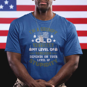 I Am A Grumpy Old Veteran My Level Of Sarcasm Depends On Your Level Of Stupidity T Shirt TS11 Royal Blue Print Your Wear