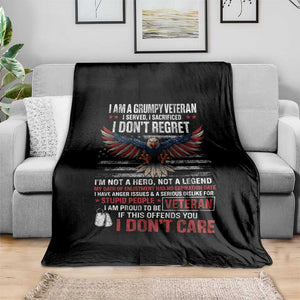 I Am A Grumpy Veteran I Served I Sacrificed I Dont Regret Throw Blanket American Flag Bald Eagle TS11 Print Your Wear