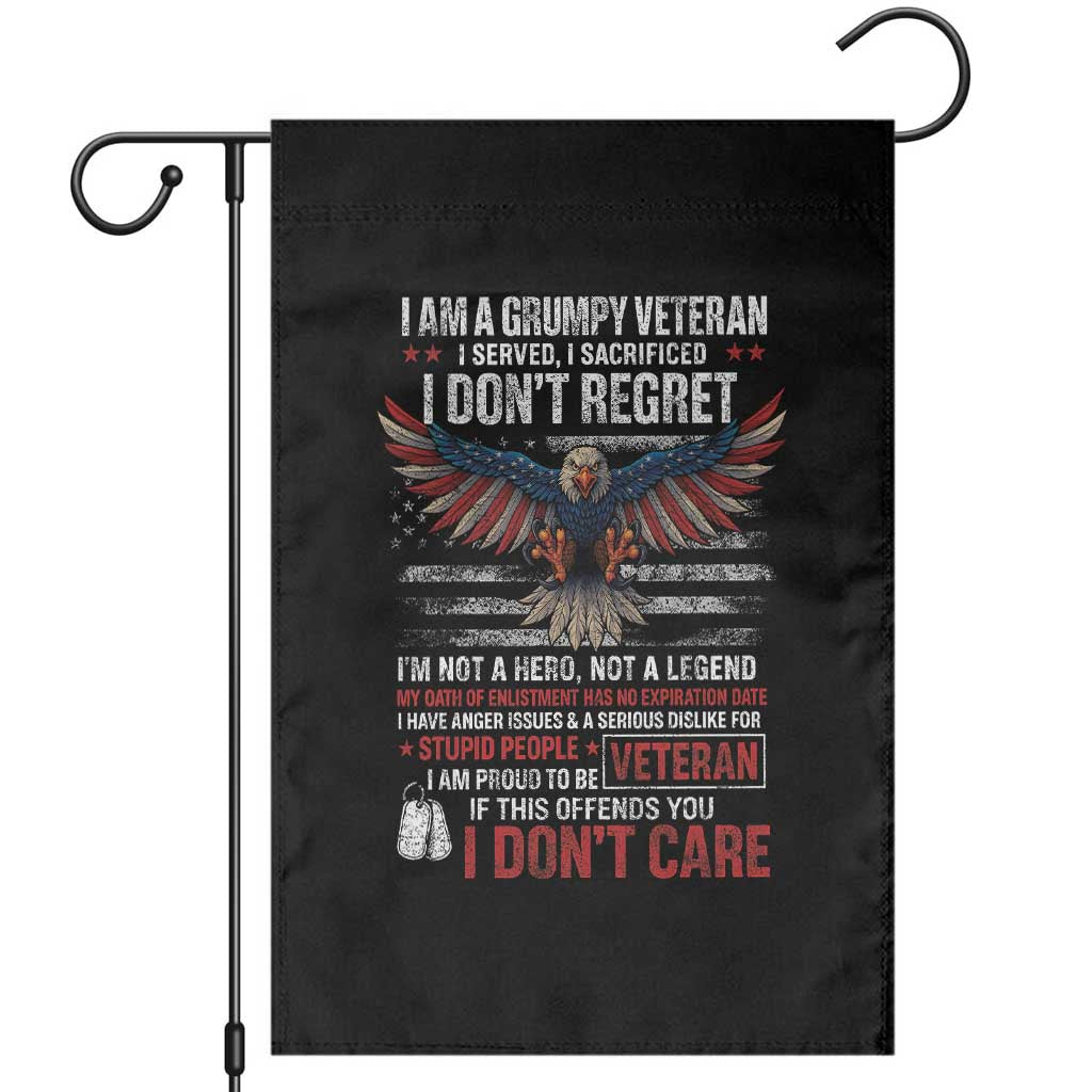 I Am A Grumpy Veteran I Served I Sacrificed I Dont Regret Garden Flag American Flag Bald Eagle TS11 Black Print Your Wear