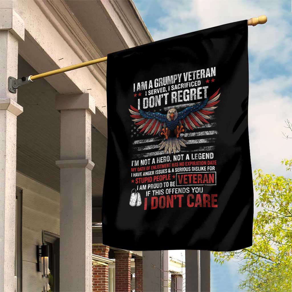 I Am A Grumpy Veteran I Served I Sacrificed I Dont Regret Garden Flag American Flag Bald Eagle TS11 Print Your Wear