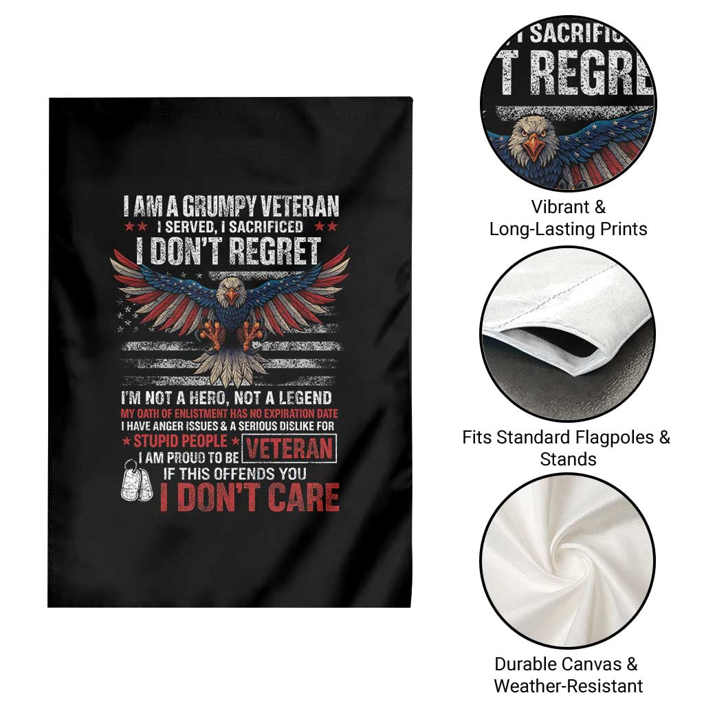 I Am A Grumpy Veteran I Served I Sacrificed I Dont Regret Garden Flag American Flag Bald Eagle TS11 Print Your Wear