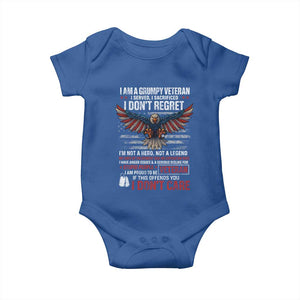 I Am A Grumpy Veteran I Served I Sacrificed I Dont Regret Baby Onesie American Flag Bald Eagle TS11 Royal Blue Print Your Wear
