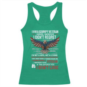I Am A Grumpy Veteran I Served I Sacrificed I Dont Regret Racerback Tank Top American Flag Bald Eagle TS11 Irish Green Print Your Wear