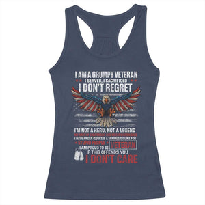 I Am A Grumpy Veteran I Served I Sacrificed I Dont Regret Racerback Tank Top American Flag Bald Eagle TS11 Navy Print Your Wear