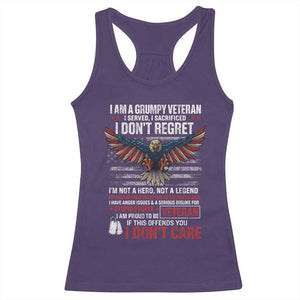 I Am A Grumpy Veteran I Served I Sacrificed I Dont Regret Racerback Tank Top American Flag Bald Eagle TS11 Purple Print Your Wear