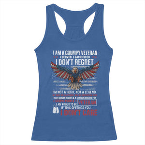 I Am A Grumpy Veteran I Served I Sacrificed I Dont Regret Racerback Tank Top American Flag Bald Eagle TS11 Royal Blue Print Your Wear