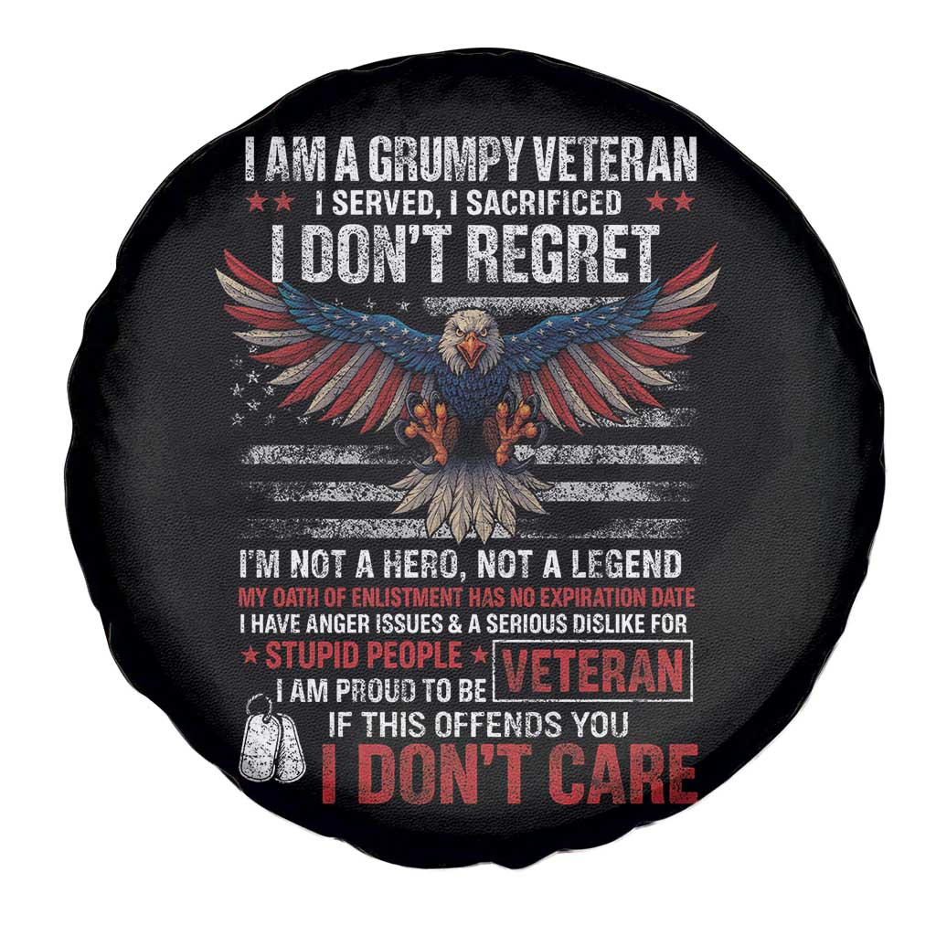 I Am A Grumpy Veteran I Served I Sacrificed I Dont Regret Spare Tire Cover American Flag Bald Eagle TS11 Print Your Wear