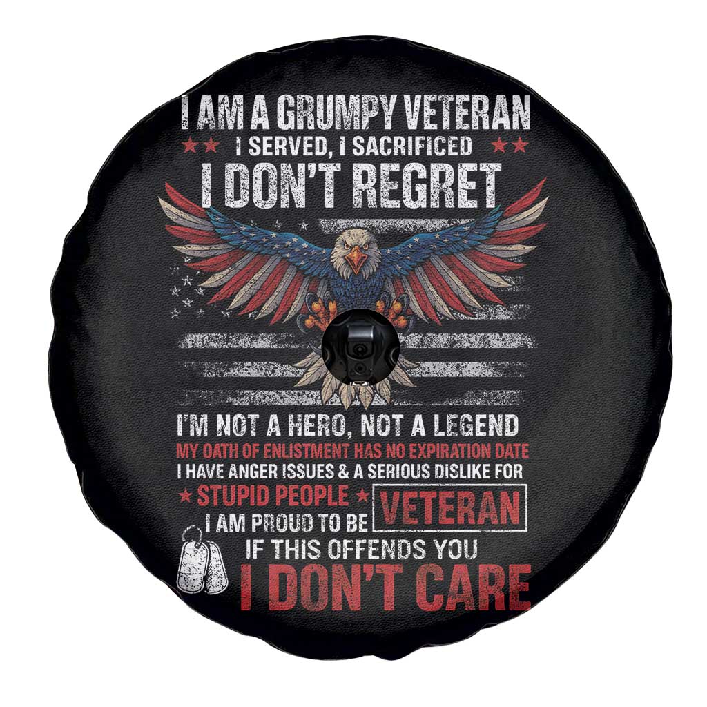 I Am A Grumpy Veteran I Served I Sacrificed I Dont Regret Spare Tire Cover American Flag Bald Eagle TS11 Print Your Wear