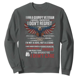 I Am A Grumpy Veteran I Served I Sacrificed I Dont Regret Sweatshirt American Flag Bald Eagle TS11 Dark Heather Print Your Wear