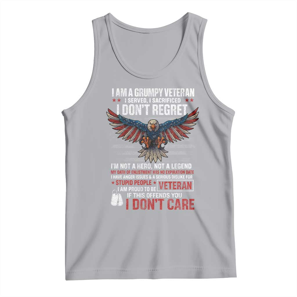 I Am A Grumpy Veteran I Served I Sacrificed I Dont Regret Tank Top American Flag Bald Eagle TS11 Athletic Heather Print Your Wear
