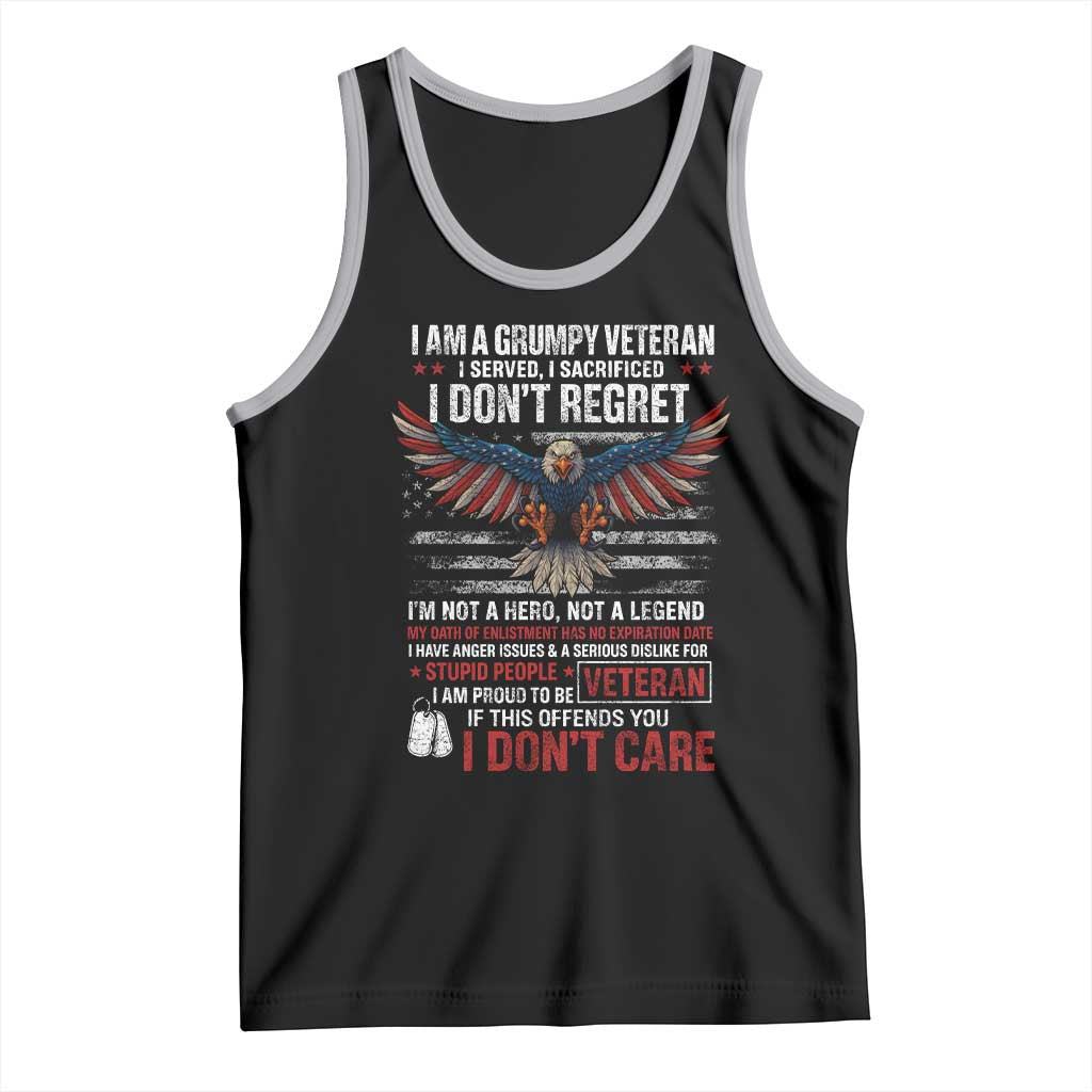 I Am A Grumpy Veteran I Served I Sacrificed I Dont Regret Tank Top American Flag Bald Eagle TS11 Black Athletic Heather Print Your Wear