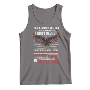 I Am A Grumpy Veteran I Served I Sacrificed I Dont Regret Tank Top American Flag Bald Eagle TS11 Deep Heather Print Your Wear