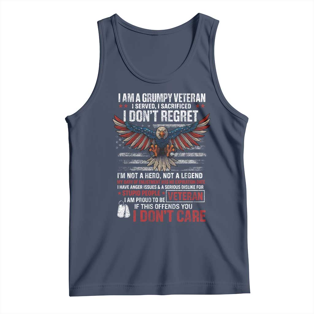 I Am A Grumpy Veteran I Served I Sacrificed I Dont Regret Tank Top American Flag Bald Eagle TS11 Navy Print Your Wear