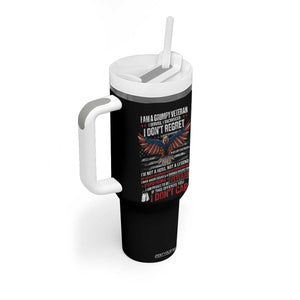 I Am A Grumpy Veteran I Served I Sacrificed I Dont Regret Tumbler With Handle American Flag Bald Eagle TS11 Print Your Wear