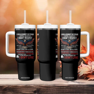 I Am A Grumpy Veteran I Served I Sacrificed I Dont Regret Tumbler With Handle American Flag Bald Eagle TS11 Print Your Wear