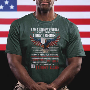 I Am A Grumpy Veteran I Served I Sacrificed I Dont Regret T Shirt American Flag Bald Eagle TS11 Dark Forest Green Print Your Wear