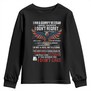 I Am A Grumpy Veteran I Served I Sacrificed I Dont Regret Youth Sweatshirt American Flag Bald Eagle TS11 Black Print Your Wear