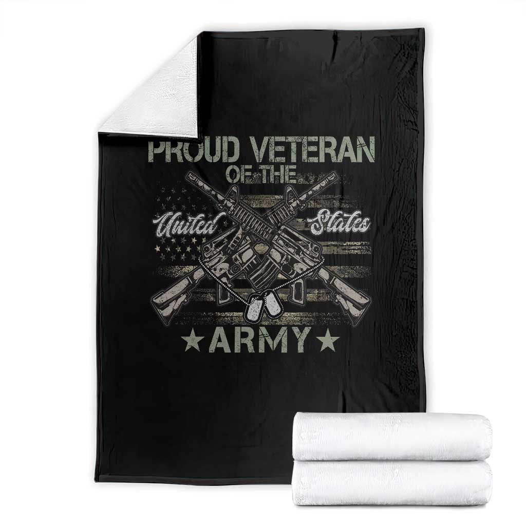 Proud Veteran Of The United States Army Throw Blanket USA Flag Camouflage TS11 Black Print Your Wear