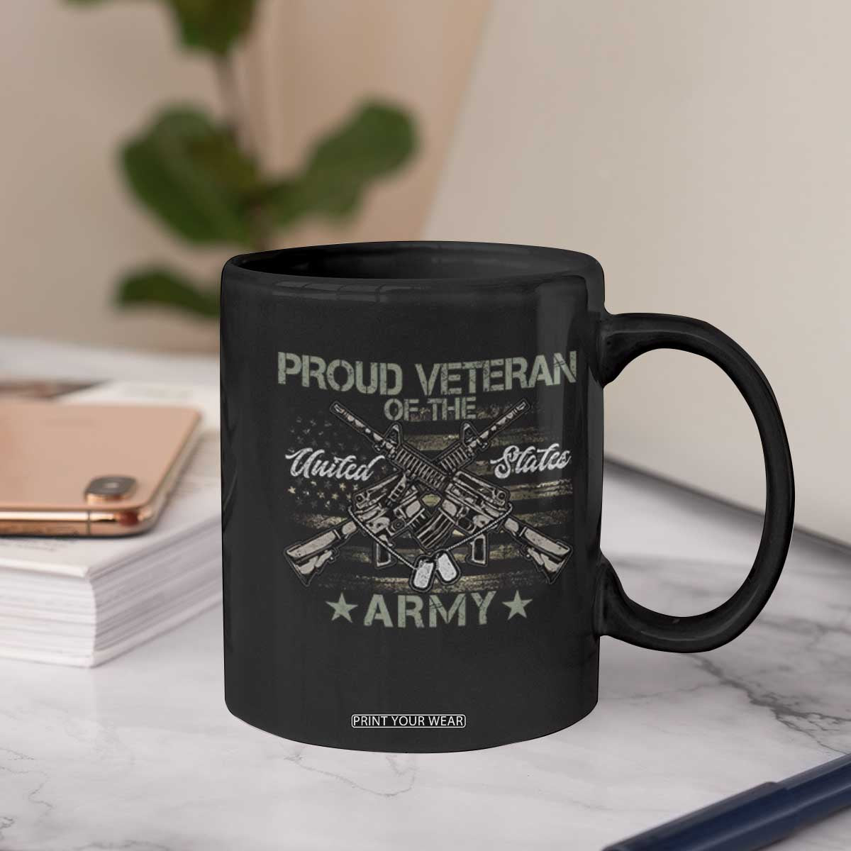 Proud Veteran Of The United States Army Coffee Mug USA Flag Camouflage TS11 Print Your Wear