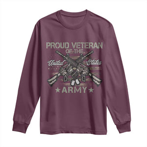 Proud Veteran Of The United States Army Long Sleeve Shirt USA Flag Camouflage TS11 Maroon Print Your Wear