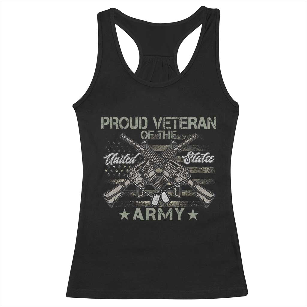 Proud Veteran Of The United States Army Racerback Tank Top USA Flag Camouflage TS11 Black Print Your Wear