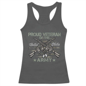 Proud Veteran Of The United States Army Racerback Tank Top USA Flag Camouflage TS11 Dark Heather Print Your Wear