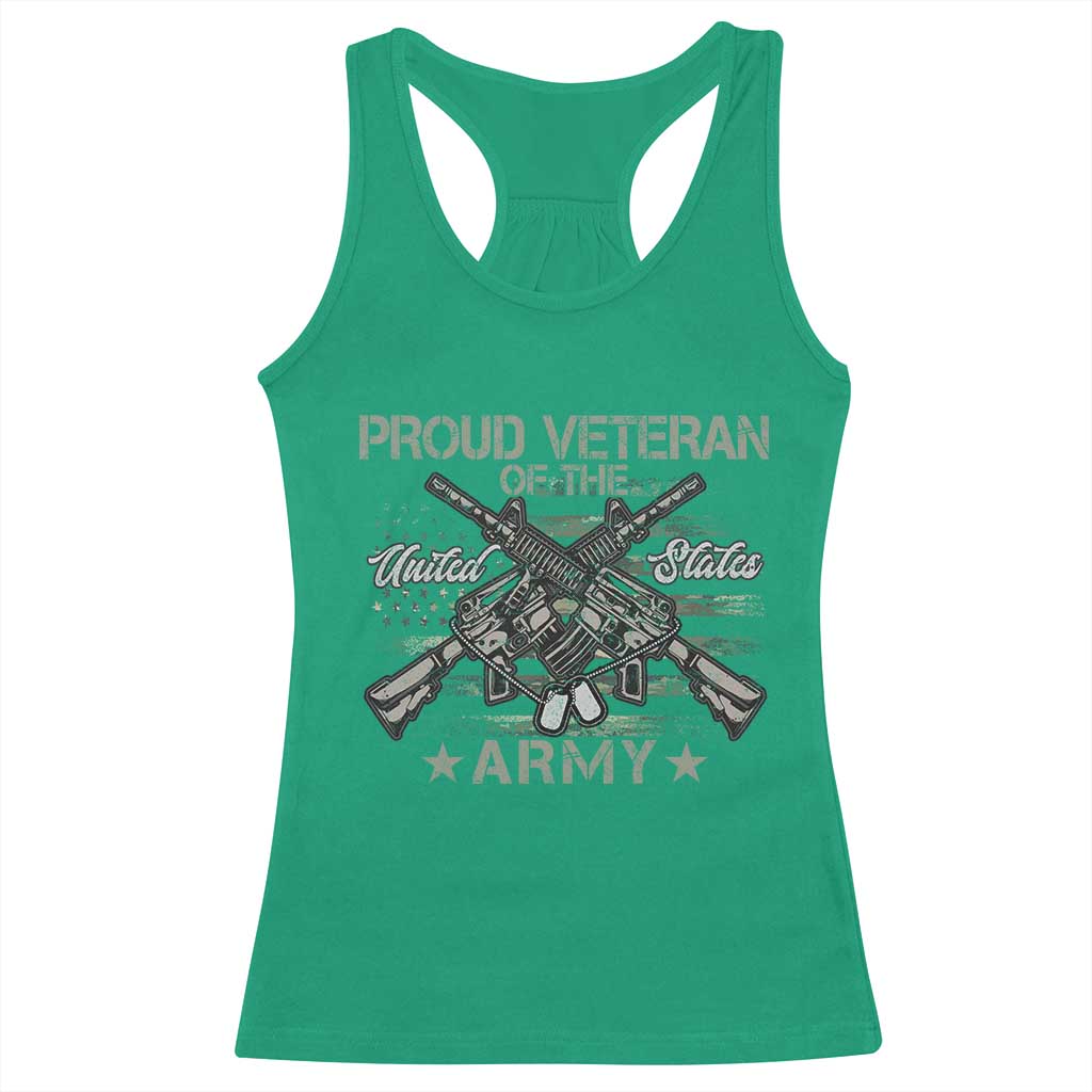Proud Veteran Of The United States Army Racerback Tank Top USA Flag Camouflage TS11 Irish Green Print Your Wear